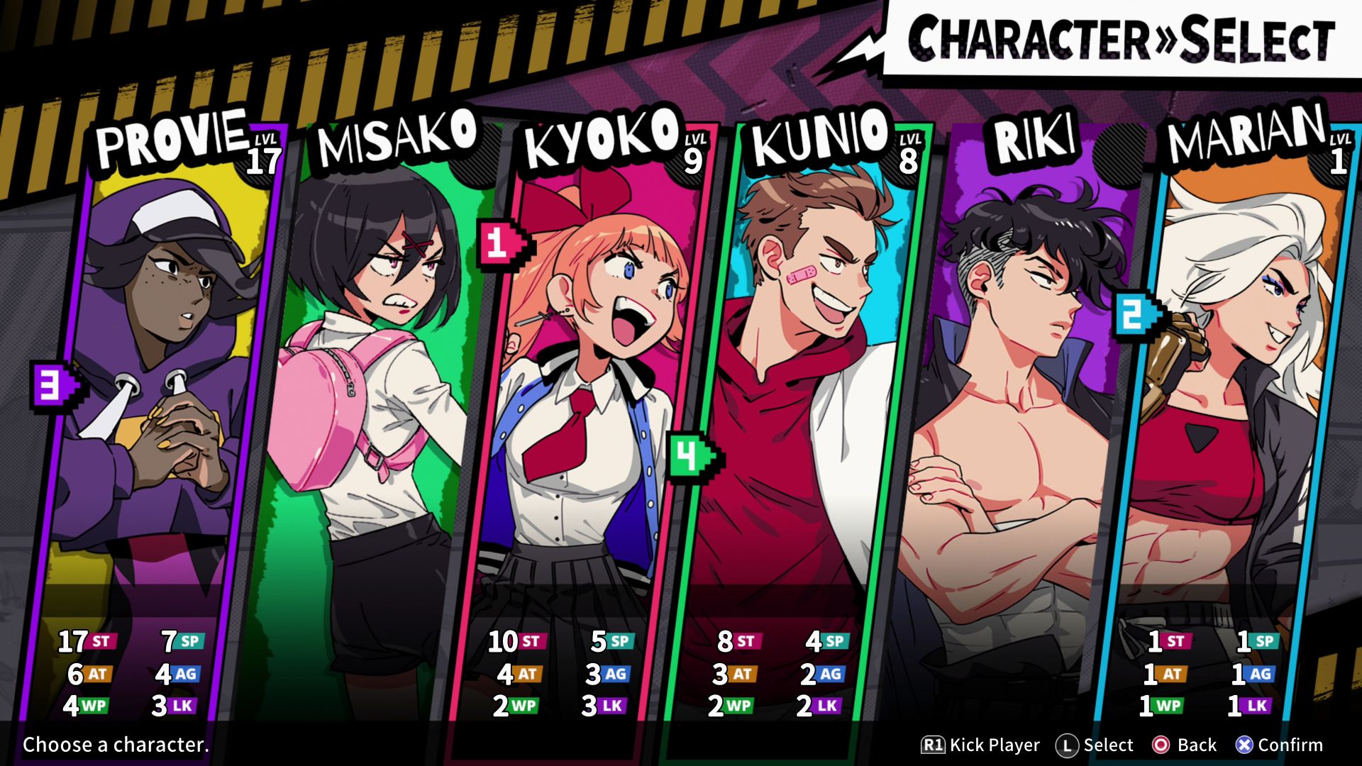 River City Girls 2 Character Select 4 Player