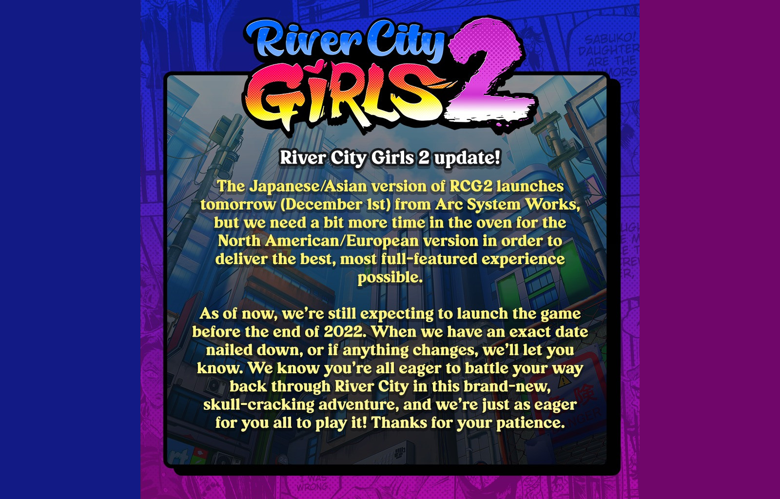 River City Girls 2 release date update