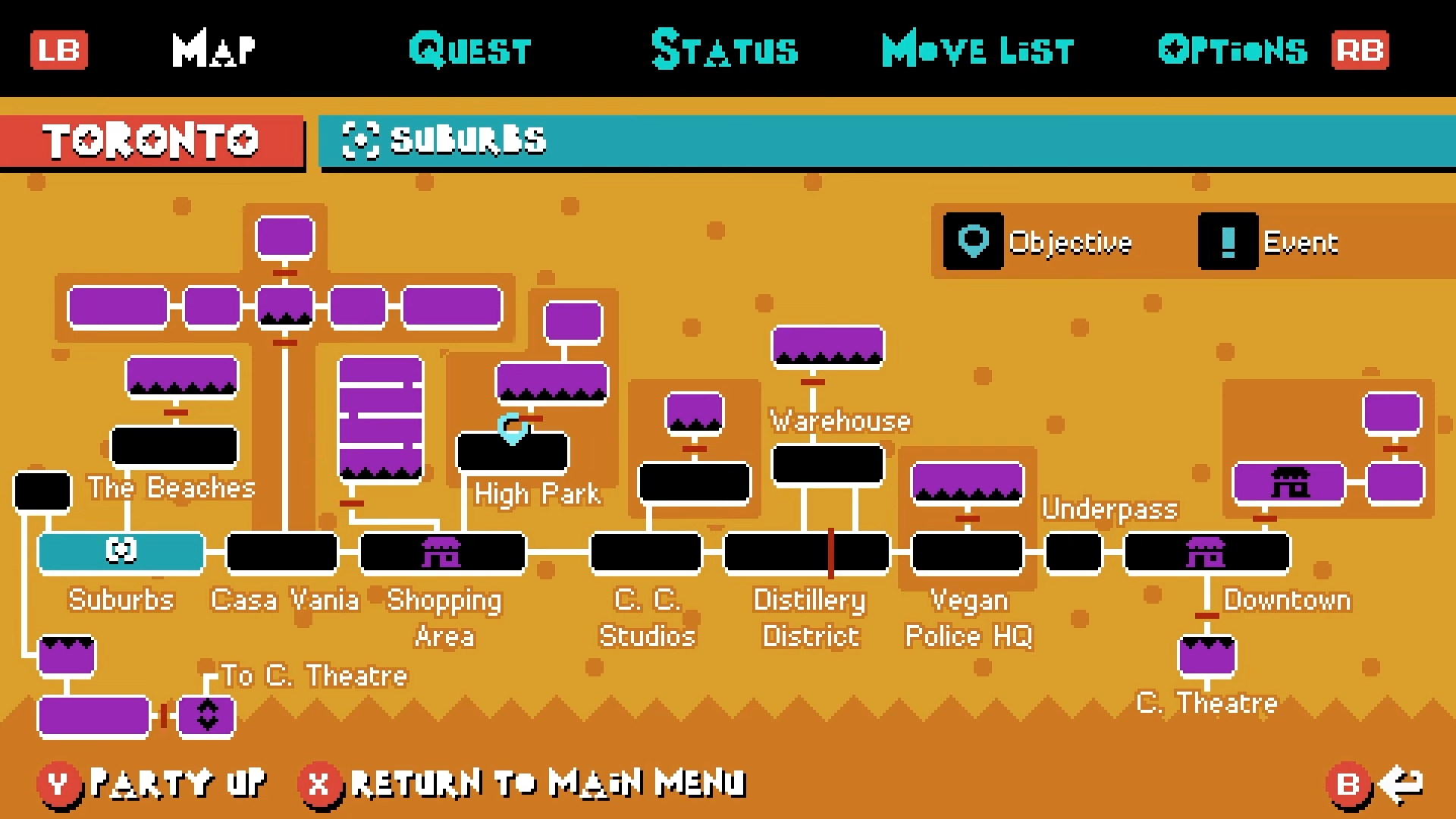 Scott Pilgrim EX map screen